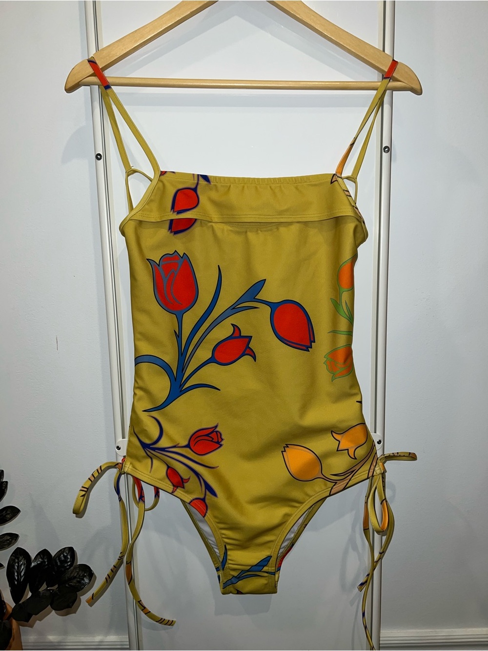 BARRAGÁN Yellow Peeka Floral Print One Piece Swimsuit NWT - Picture 2 of 6